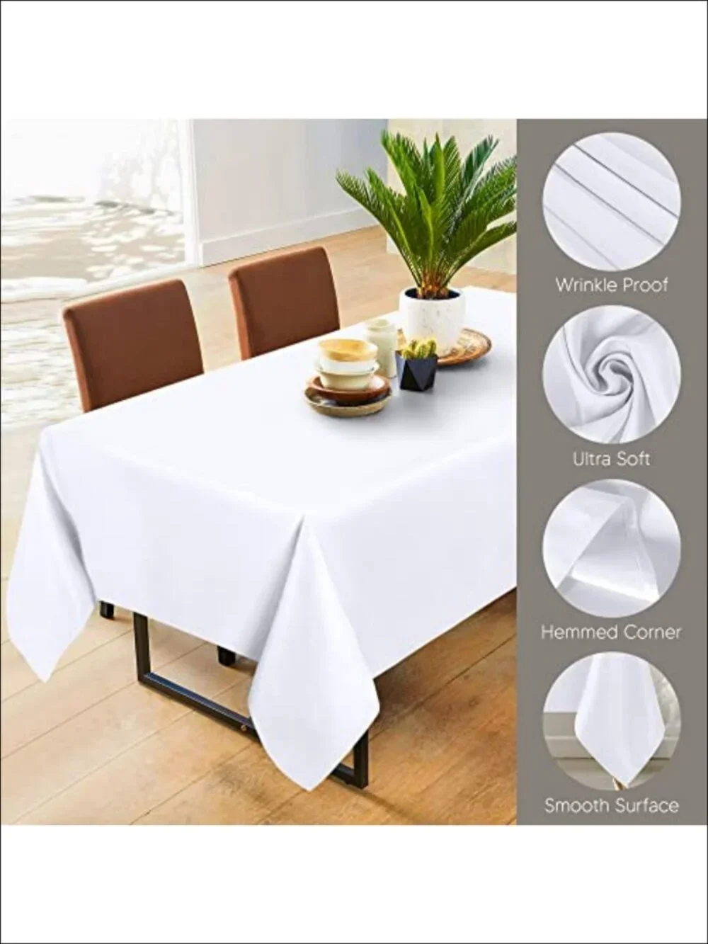 2 Pack Rectangle Tablecloth 90x156 Inch 100% Polyester Stain Resistant Wrinkle